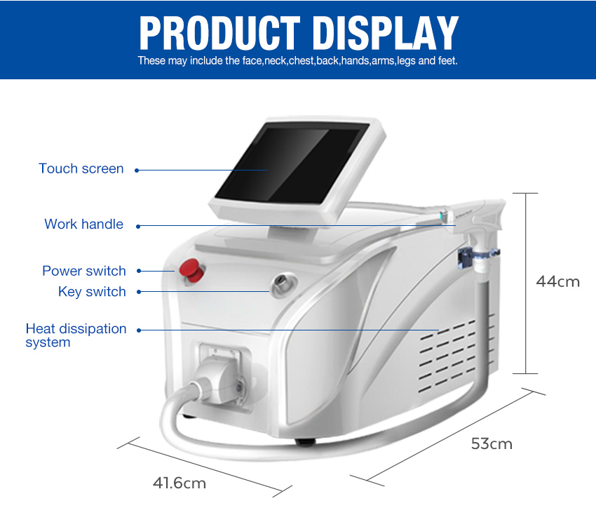 810 diode laser for hair removal 1200w machine display 