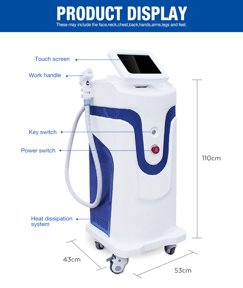 diode 808nm laser hair removal machine display