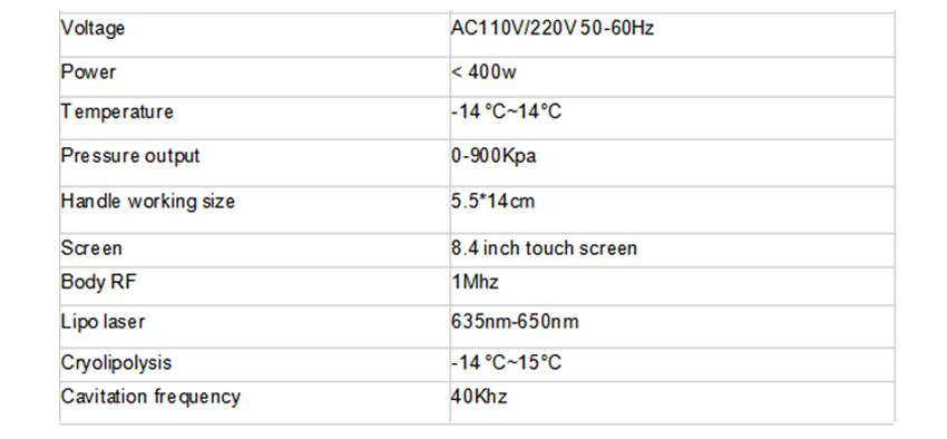 cooling fat freezing machine Product parameters
