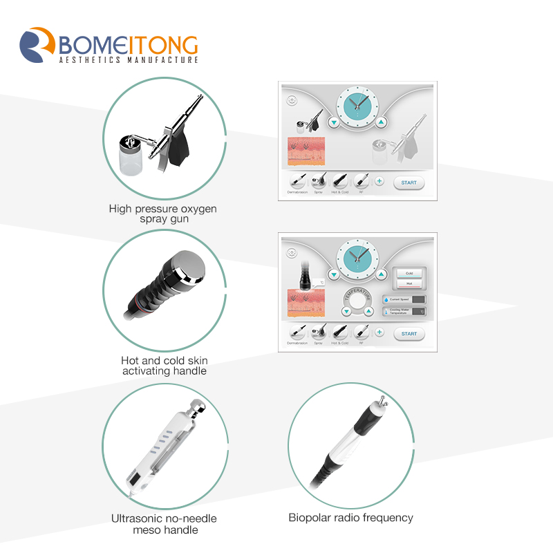 Facial oxygen injector anti-aging skin care rejuvenation aqua peeling machine water korea 7 Handle ODM OEM