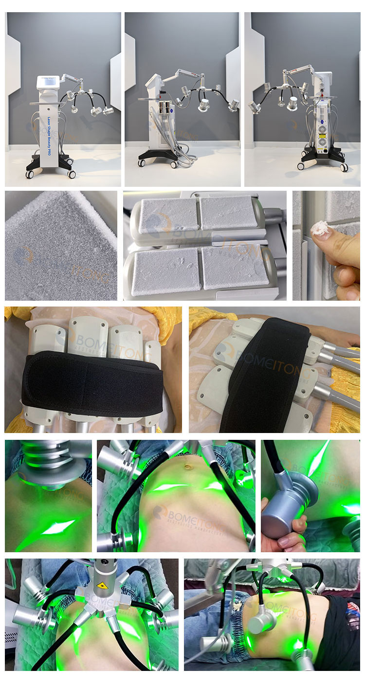 6D Laser Slimming Machine 532nm 635nm Green Light Ems Cryo Pads Cellulite Reduction Lipo Laser