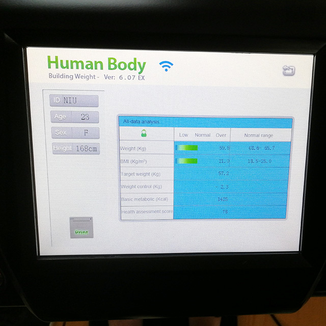 Female body analyzer health care height weight bmi test
